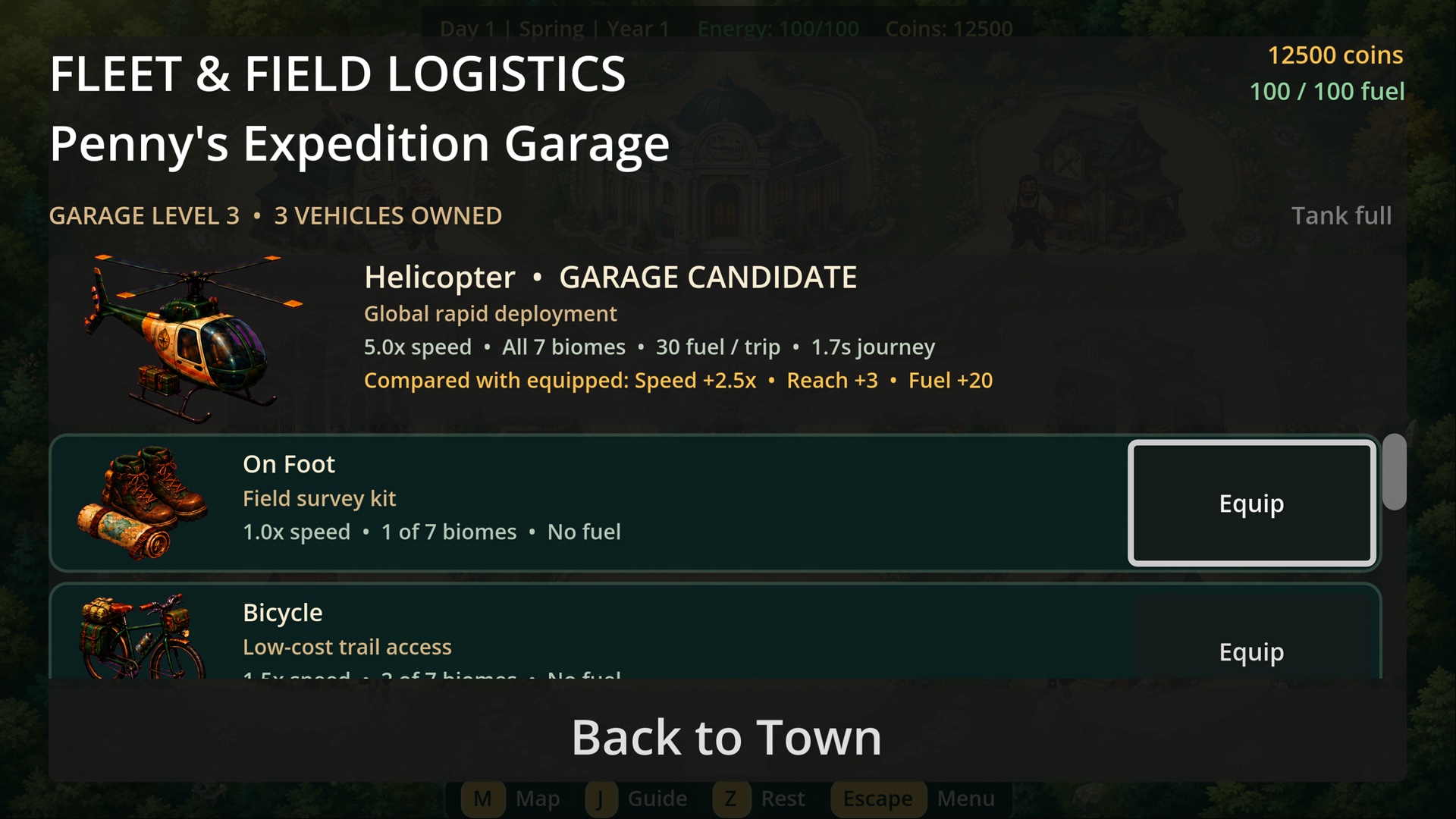 Managing expedition vehicles in the Fossil Bound garage