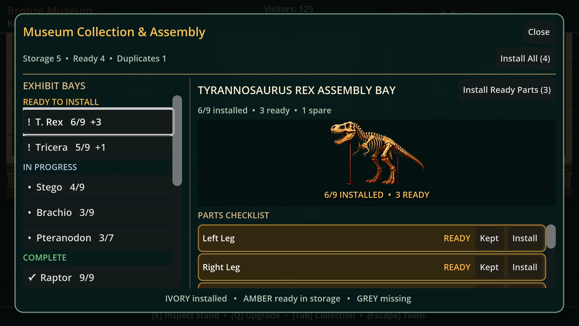 Assembling a Tyrannosaurus rex exhibit in the Fossil Bound museum