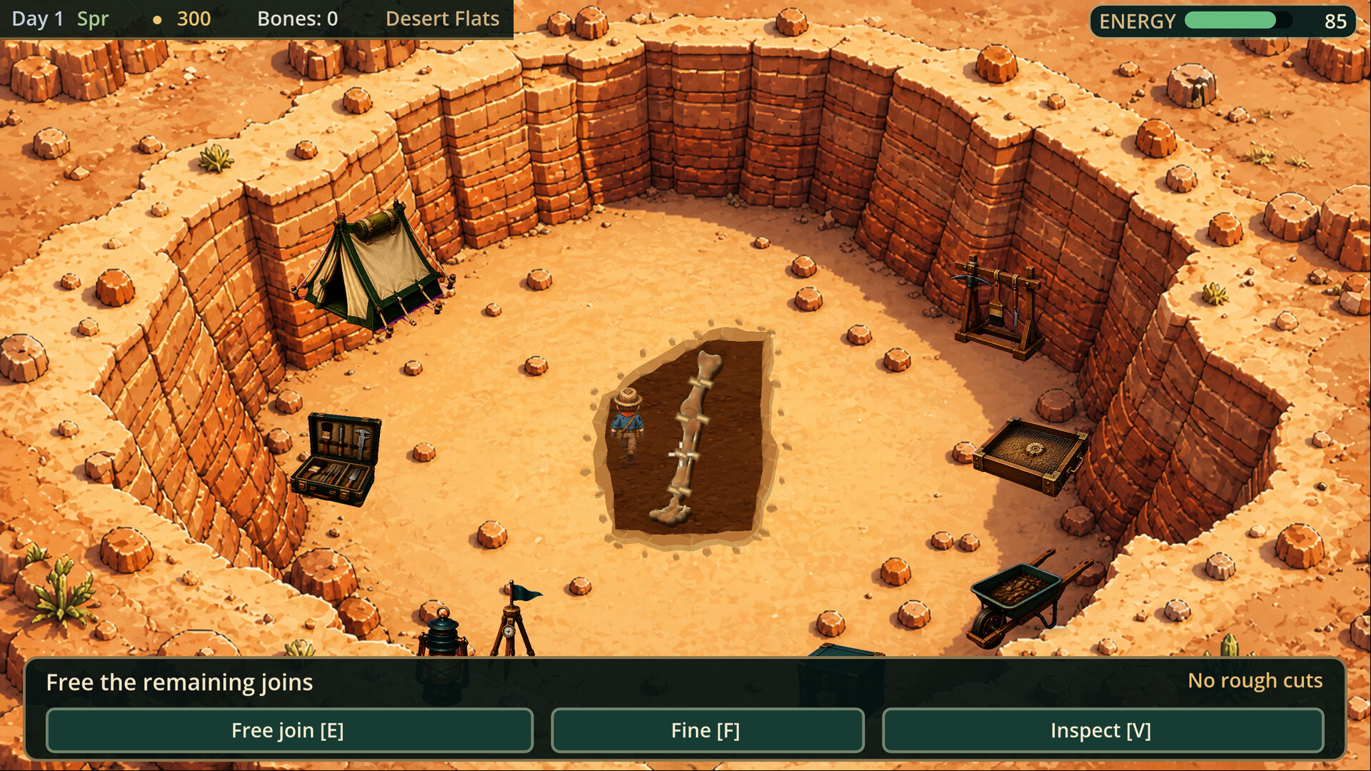 Working around a fossil deposit at Desert Flats in Fossil Bound